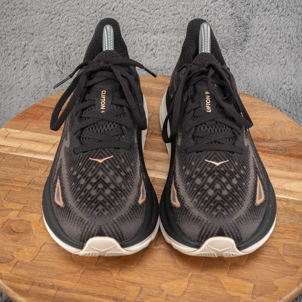 Hoka One One Womens Clifton 9 1127896 BRGL Black Running Shoes Sneakers Sz 8.5 B - Picture 2 of 10